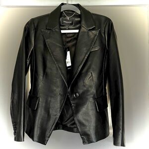 BCBGMaxAzria Women's Black Faux Leather Fitted Jacket - NWT
